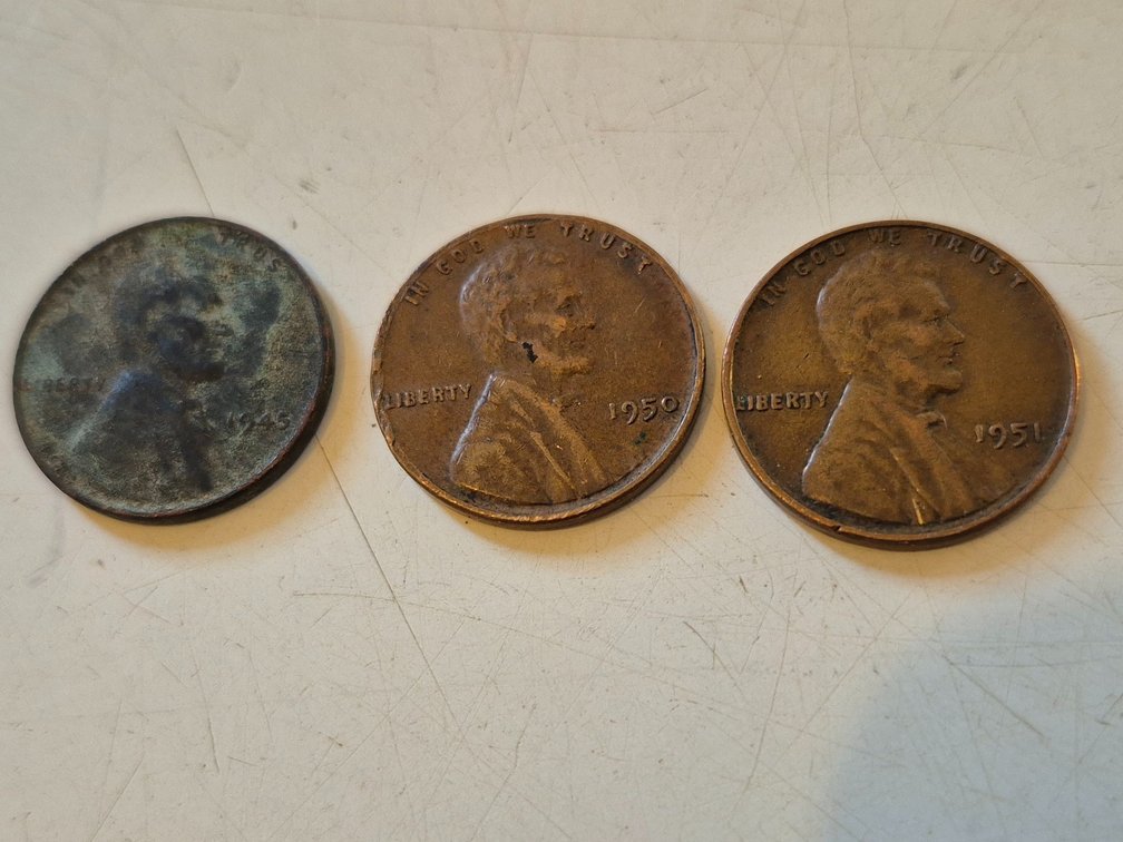 1945, '50, '51 wheat pennies