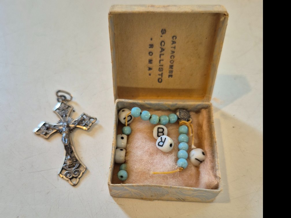 Sterling silver cross frome Rome and a tiny baby bracelet
