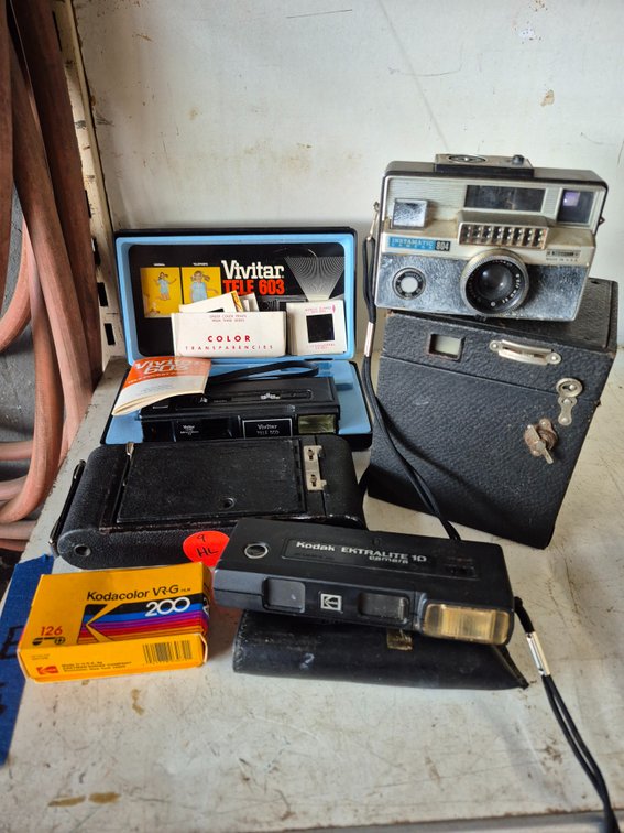 Vtg cameras, slides, film++