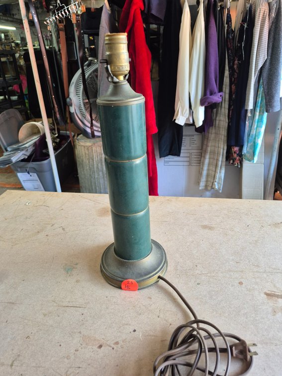 18" tall metal table lamp without a shade