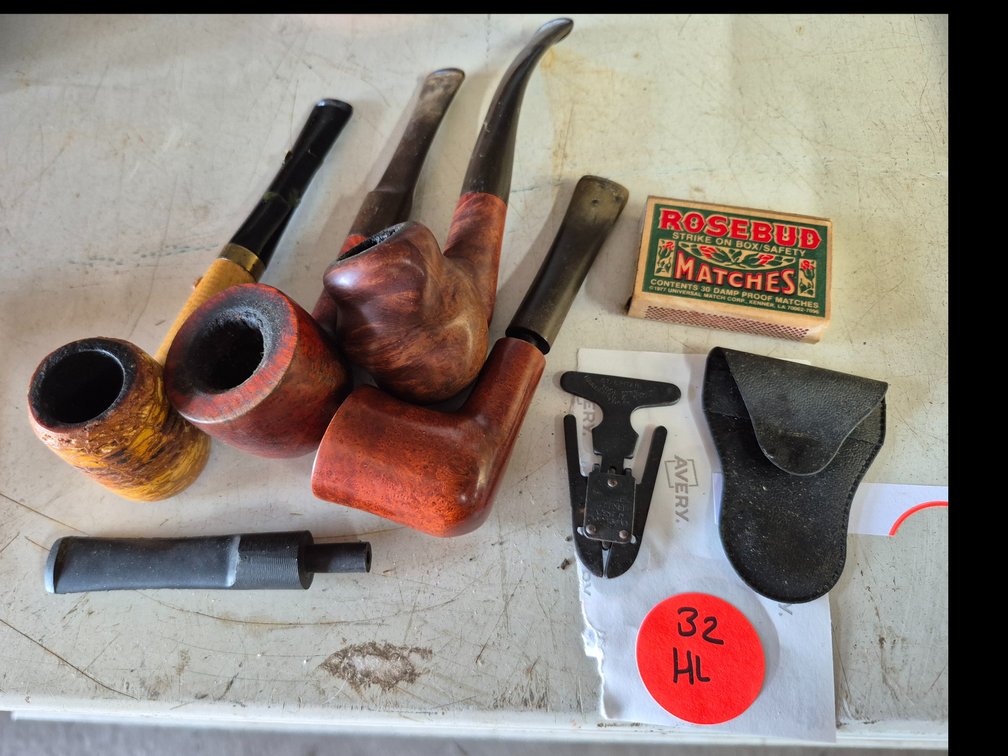 Tobacco pipes, tool, matches