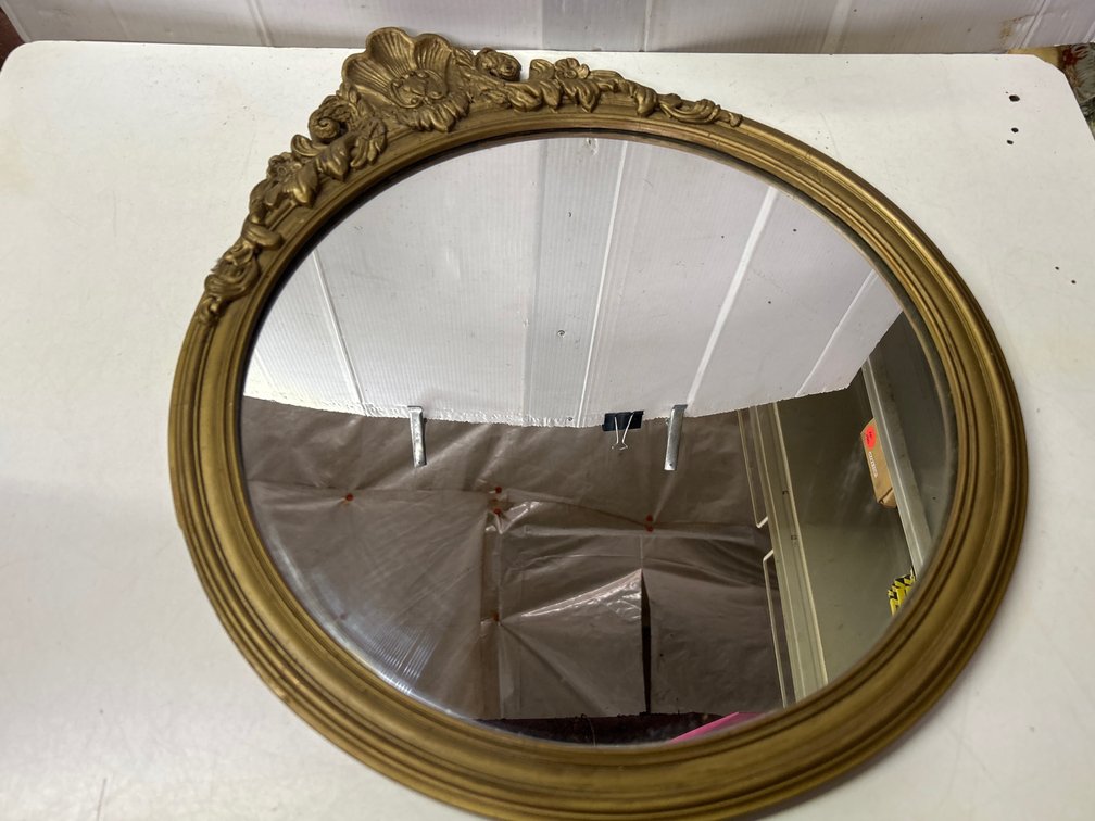 Wood Frame Round Mirror