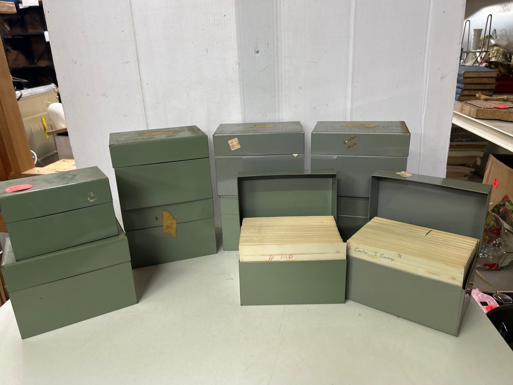 Metal Card Boxes filled with Cards