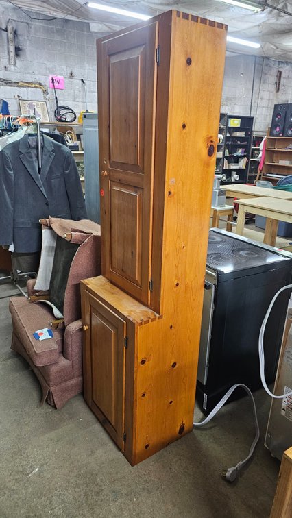 Single piece wood cabinet
