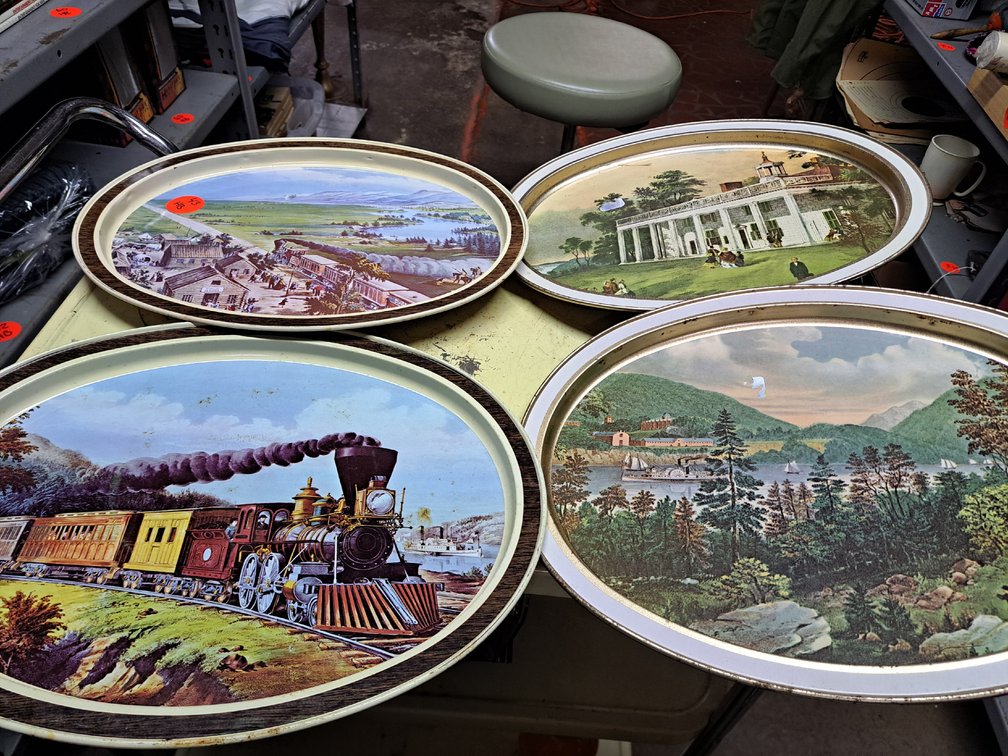 (4) Vintage Tin Trays