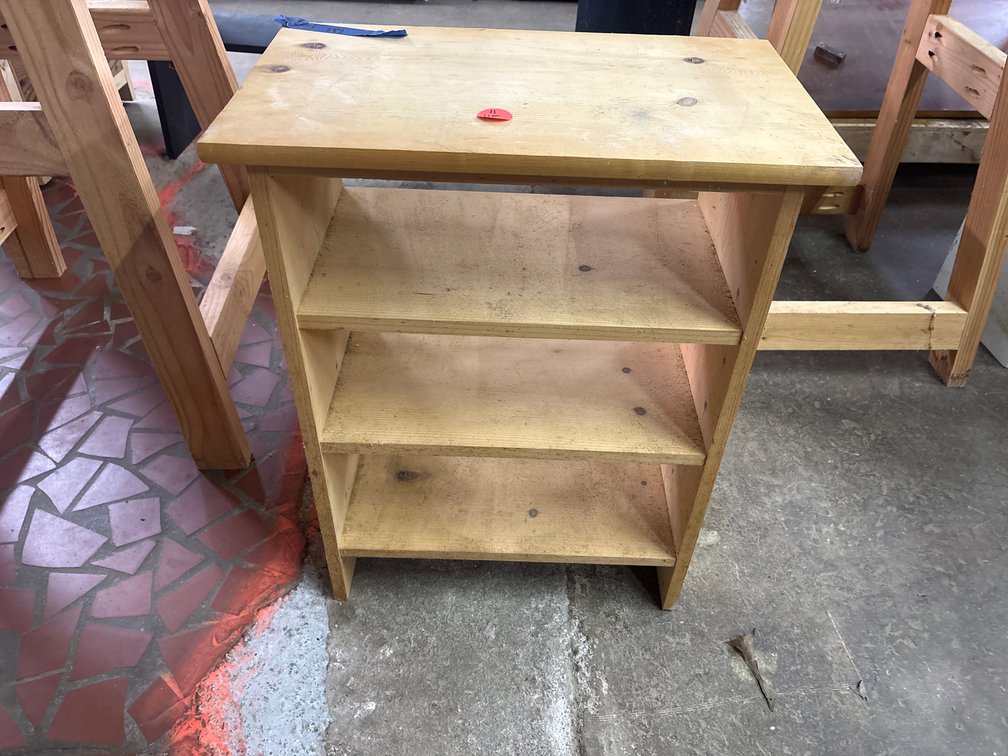 Small wood shelf unit with 3 shelves