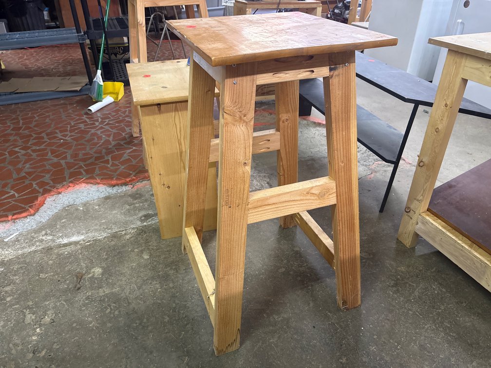 Tall wood stand: 38.5” tall with 21” by 19” top
