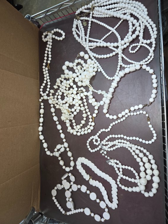 White necklaces: plastic