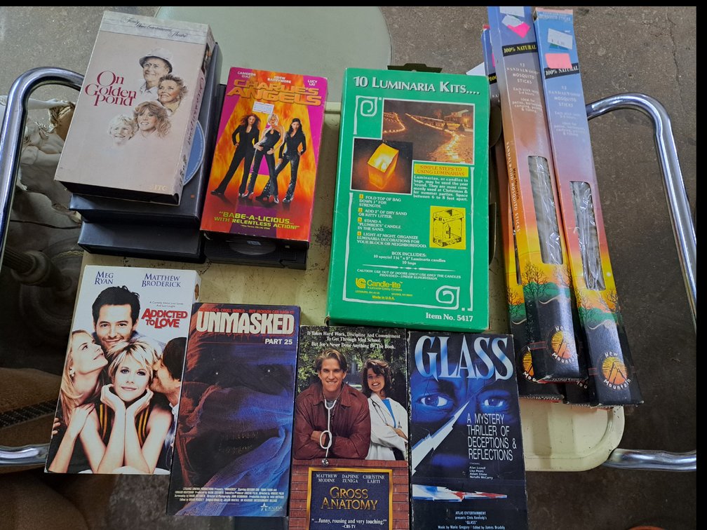 VHS Movies/Mosquito Sticks/Luminaria Kits