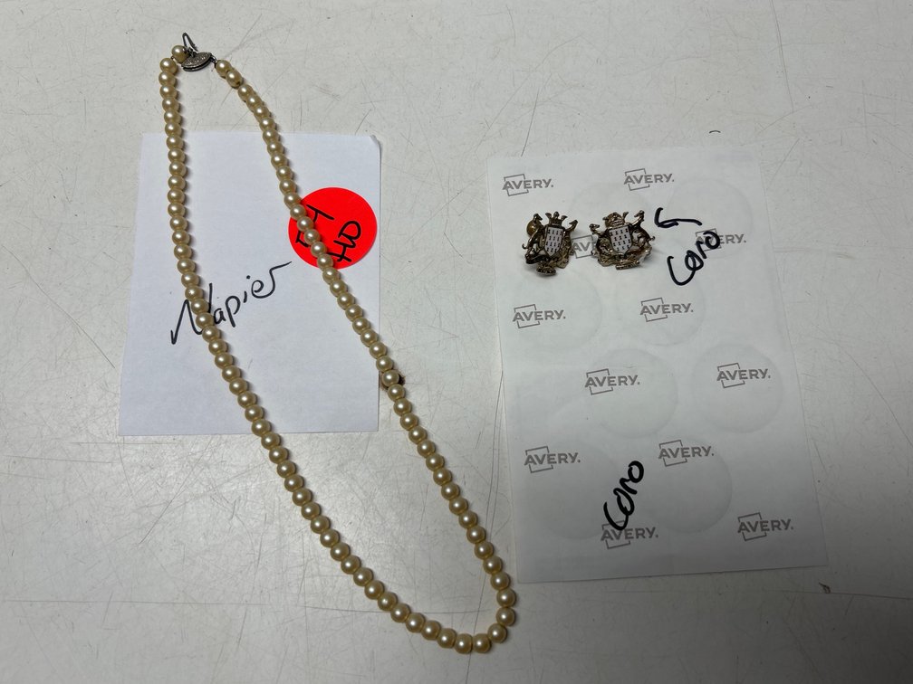 Coro Screw Back Earings, Napier Pearl Necklace