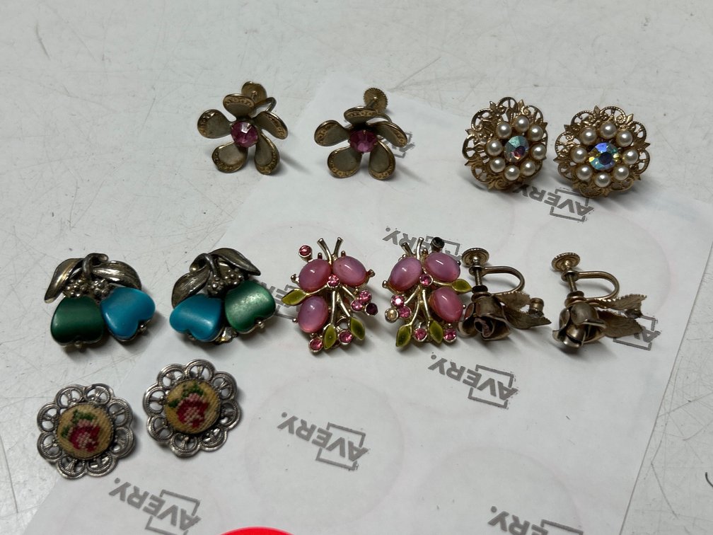 (3) Clip On Earings, (3)  Screwback Earings