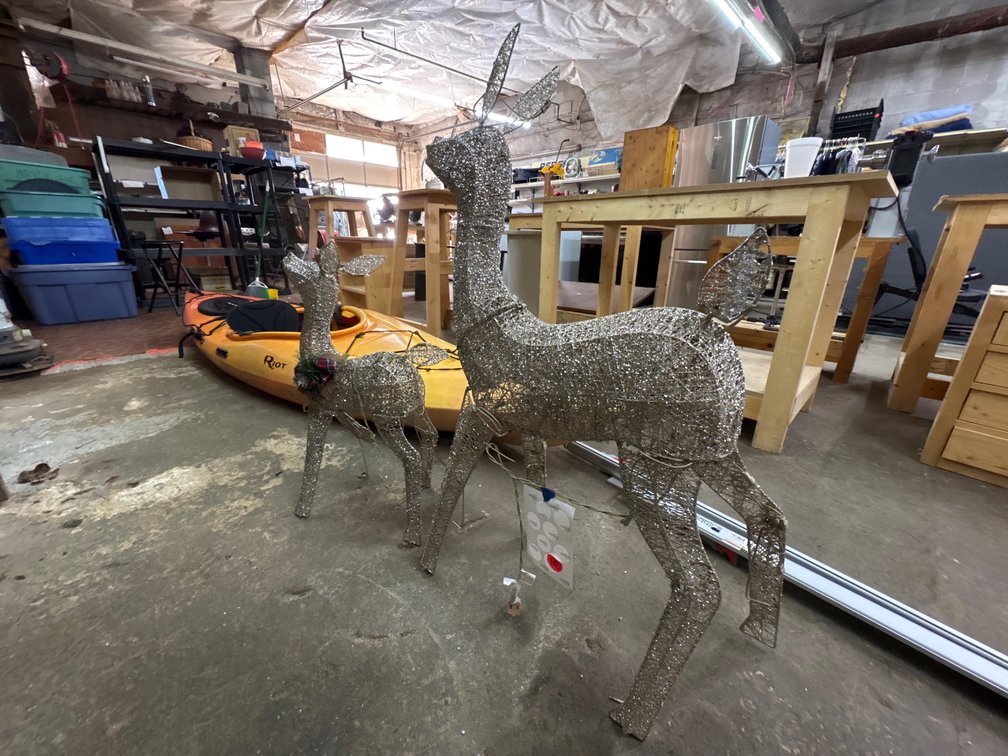 Two lighted deer winter outdoor decor