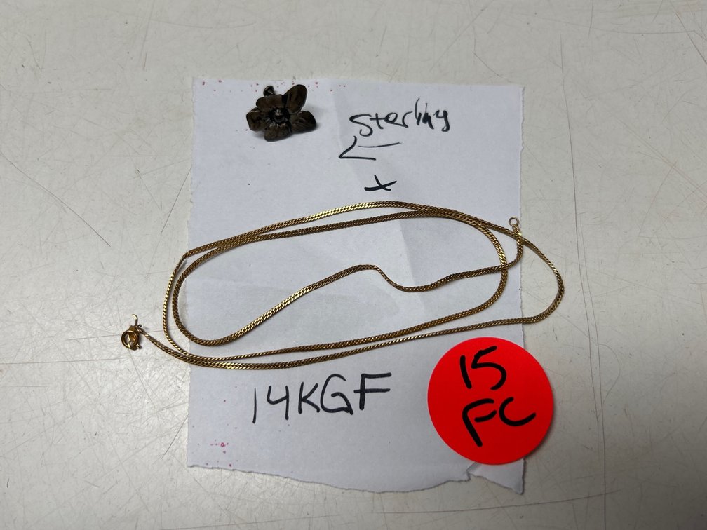 Sterling Silver Screwback Earing, 14KGF Chain