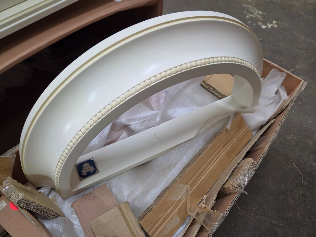 Two Princess Crown half rounds, Antique White