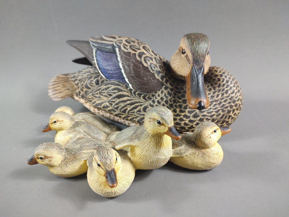 Mallard Casting with Chicks by Roger Desjardins