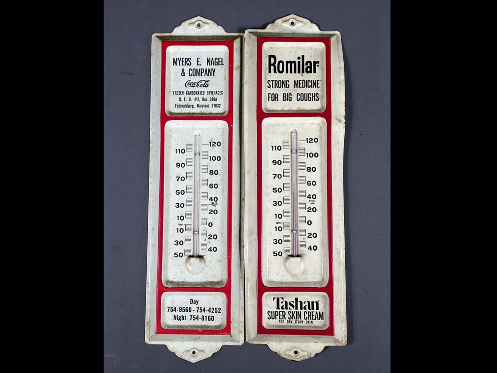 Lot of 2 Advertising Thermometers 