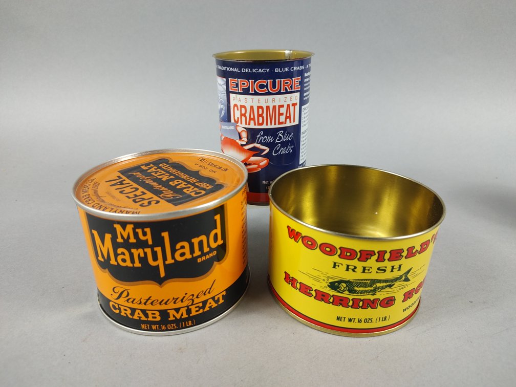 3 Crabmeat and Herring Tins