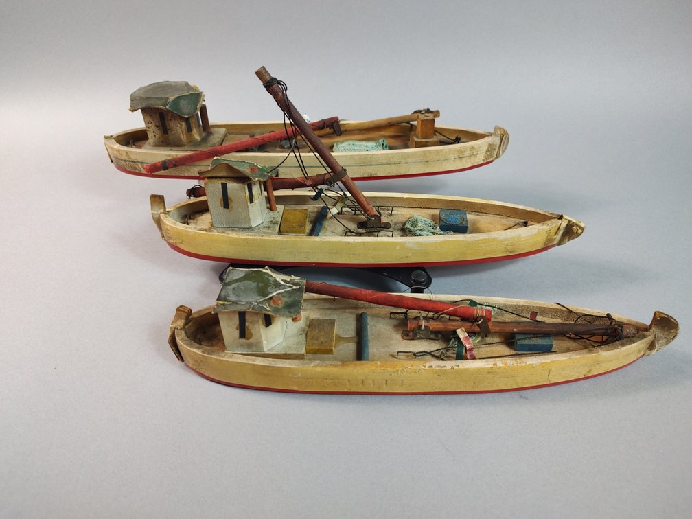 Lot of 3 Model Wooden Boats
