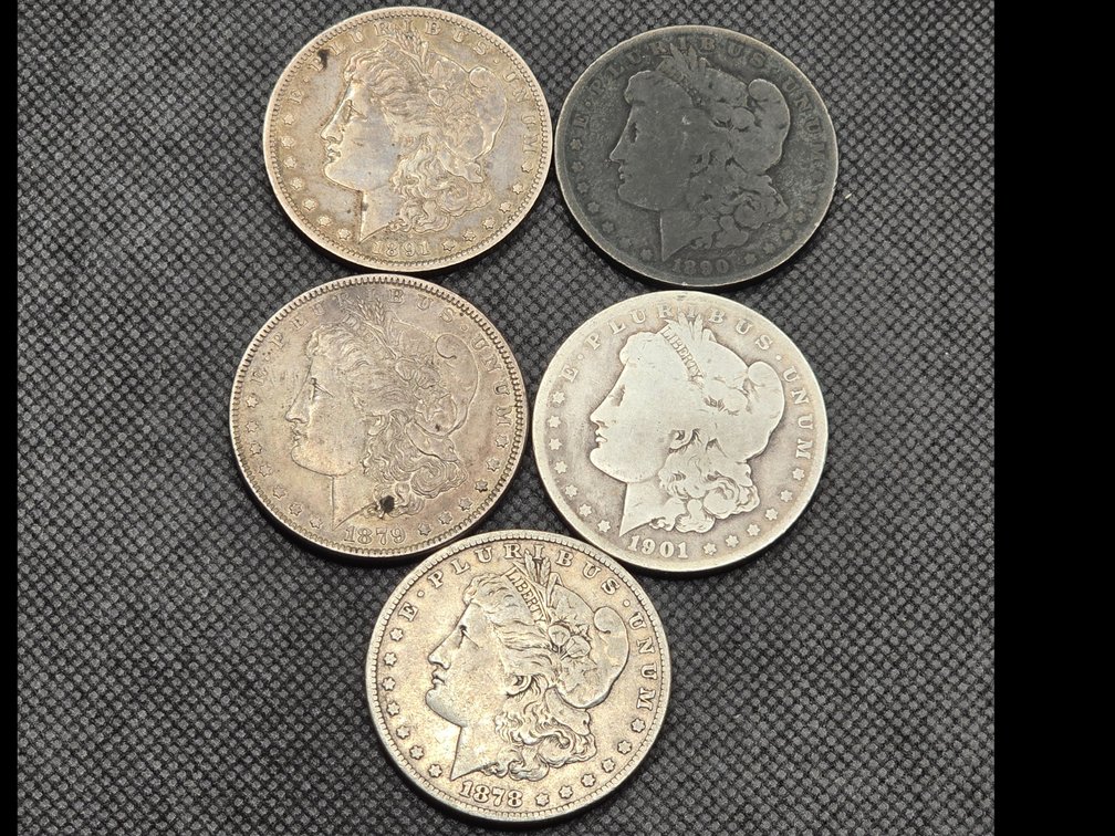 5 Morgan Silver Dollars