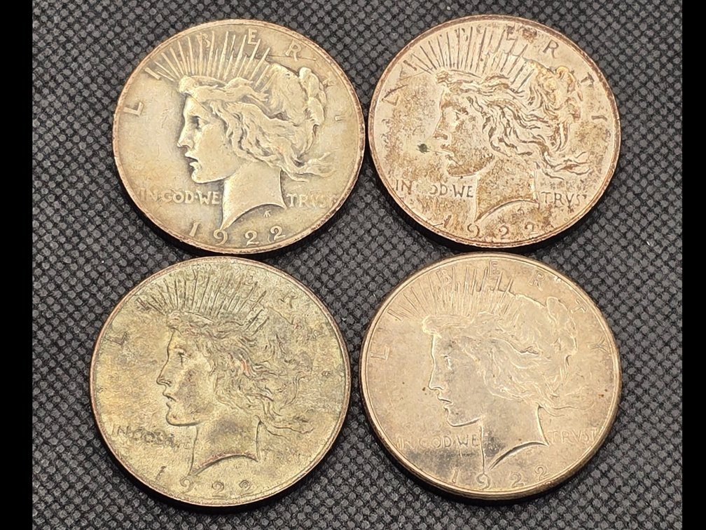 4 Peace Silver Dollars