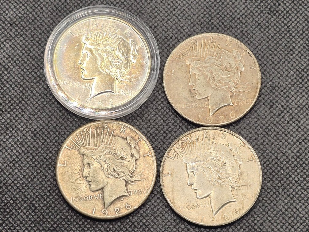 4 Peace Silver Dollars