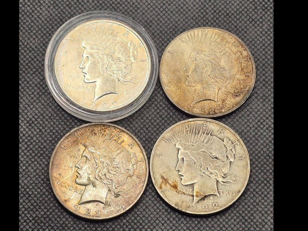 4 Peace Silver Dollars