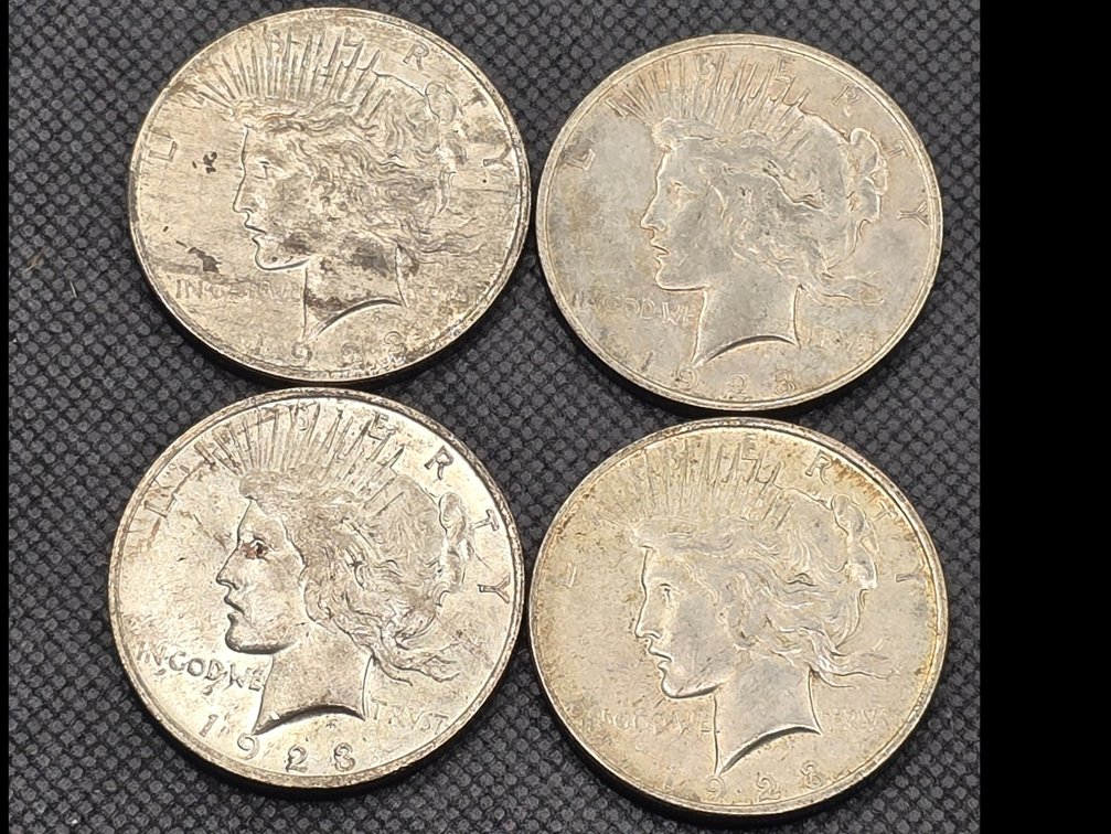 4 Peace Silver Dollars