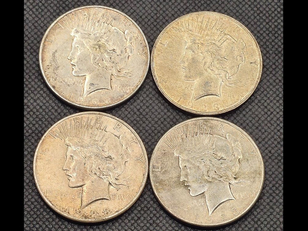 4 Peace Silver Dollars
