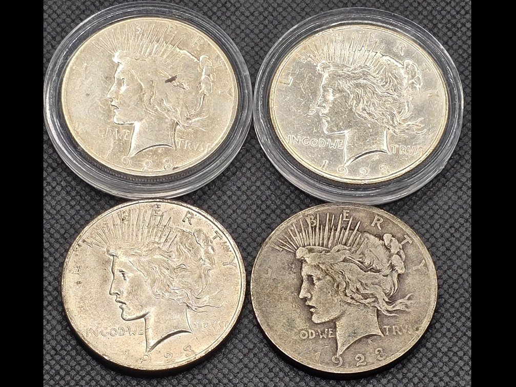 4 Peace Silver Dollars