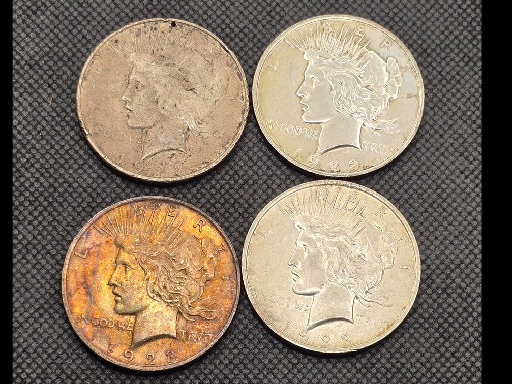 4 Peace Silver Dollars