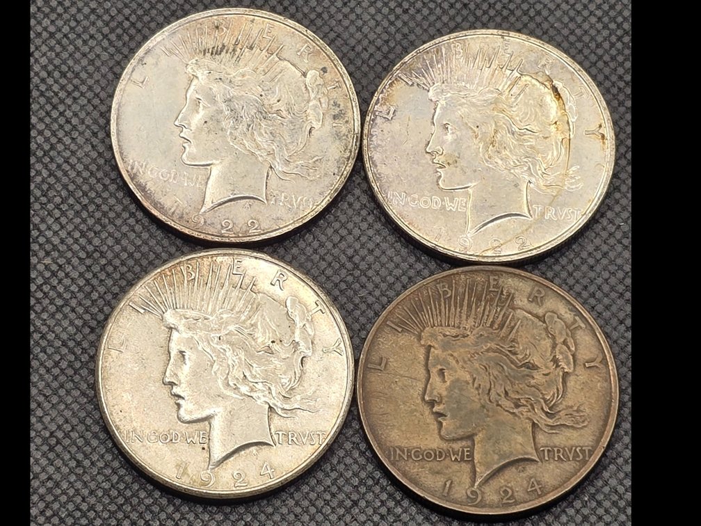 4 Peace Silver Dollars