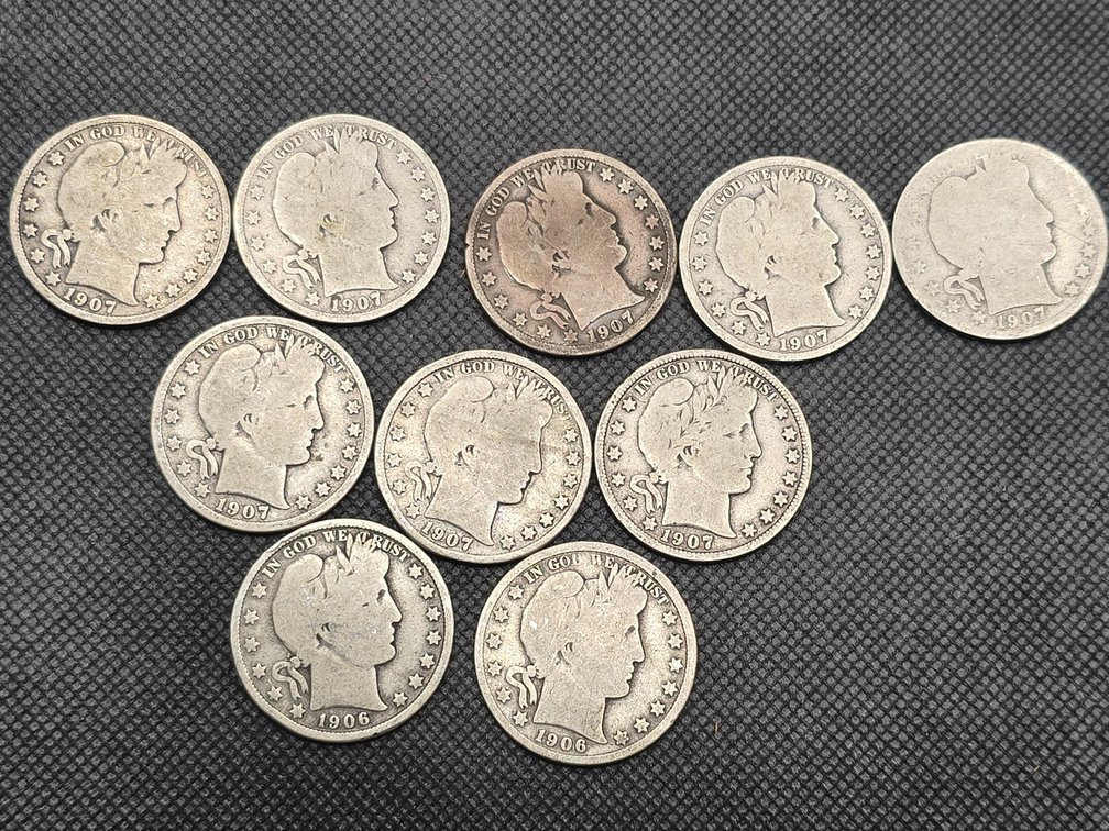 10 Barber Silver Half Dollars