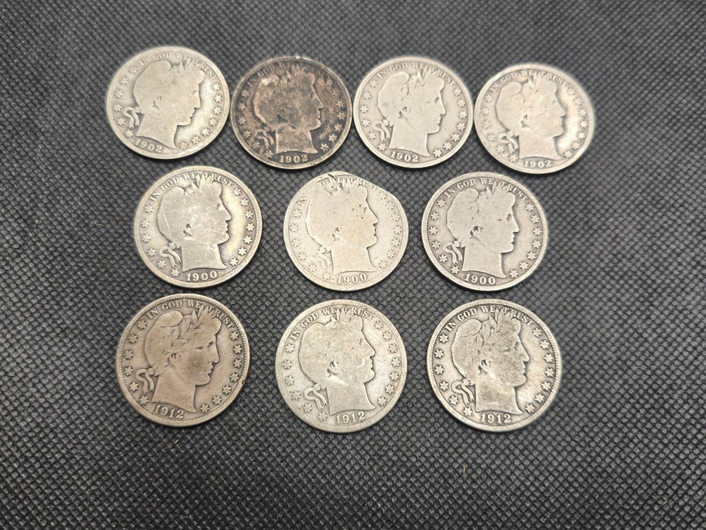10 Barber Silver Half Dollars