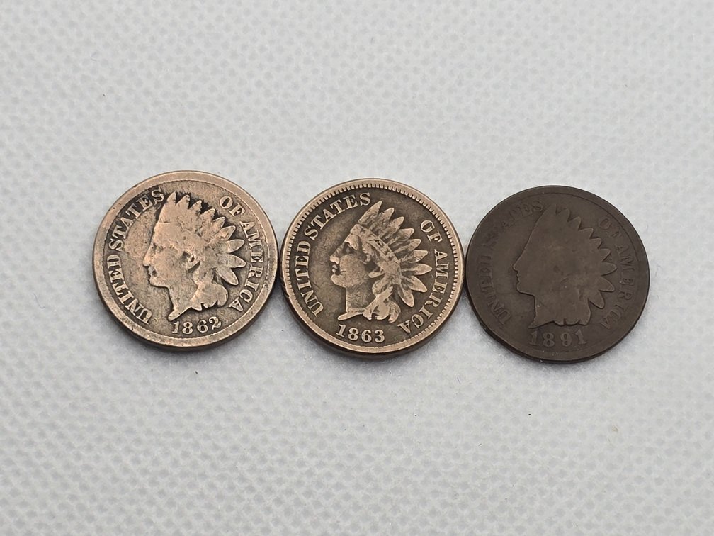 3 Indian One Cents