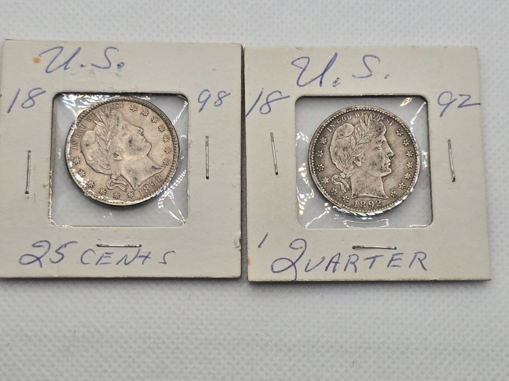 2 Barber Silver Quarter Dollars