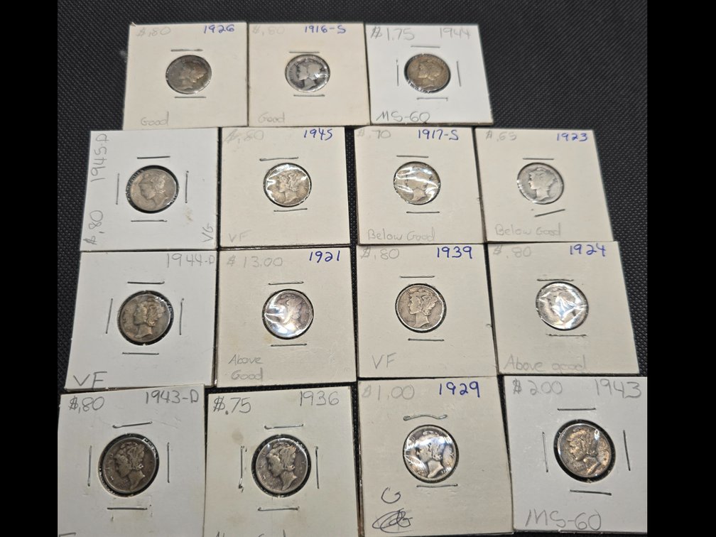 15 Mercury Silver Dimes