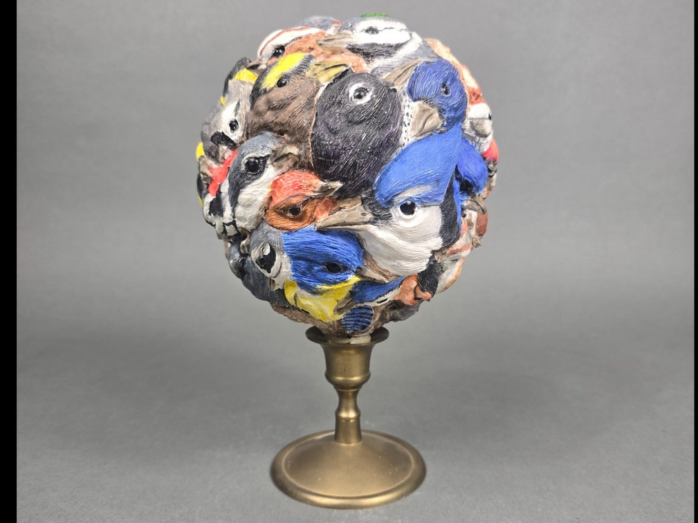 Ernest Muehlmatt Carved Bird Sphere