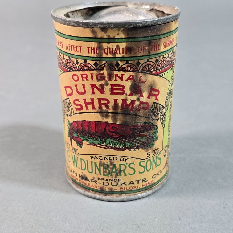 Dunbar Brand Paper Label Shrimp Can