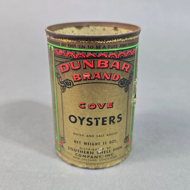 Dunbar Brand Paper Label Oyster Can