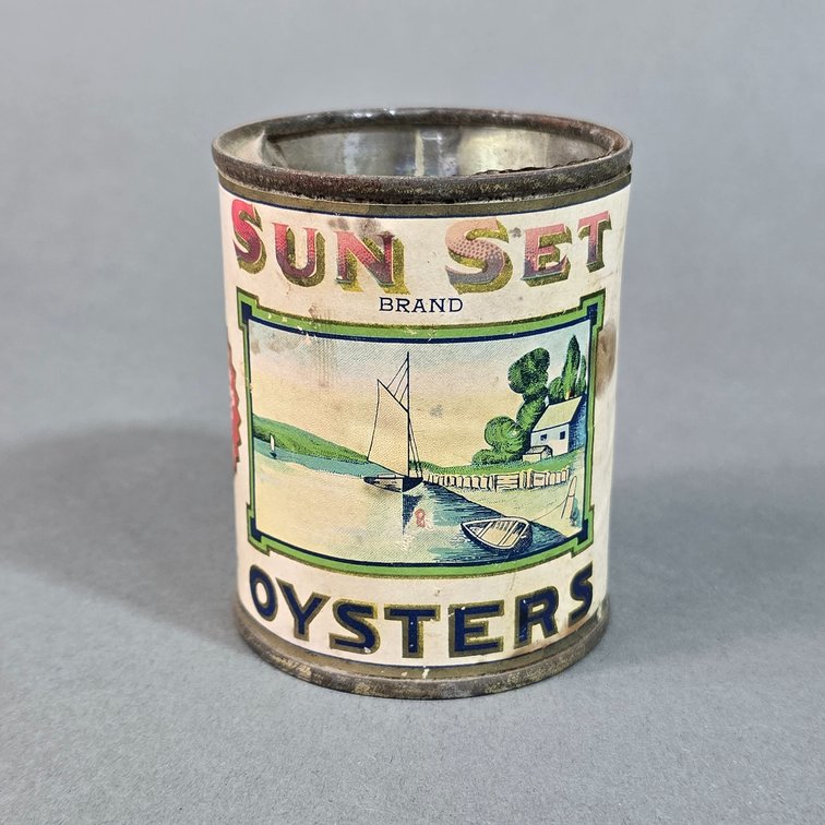 Sunset Brand Paper Label Oyster Can