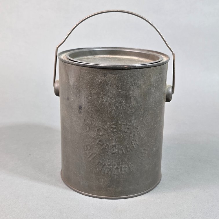 John L. McNaney Embossed Bail Handle Oyster Can