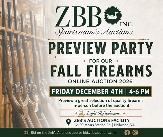 Image for Preview Party: The Fall Firearms Online Auction 2026