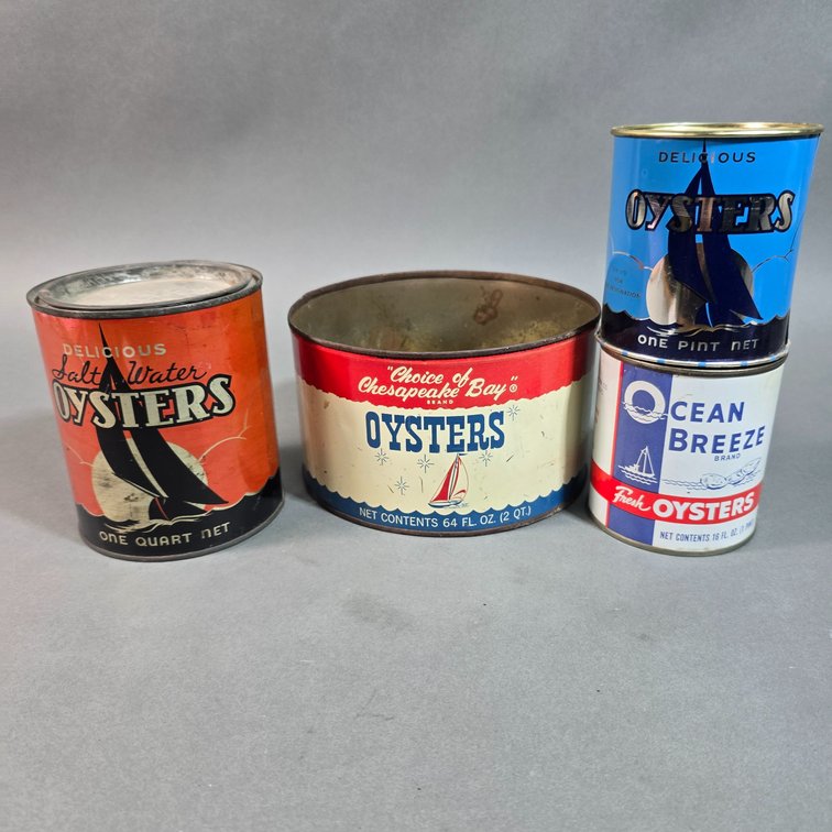 4 Oyster Can Lot