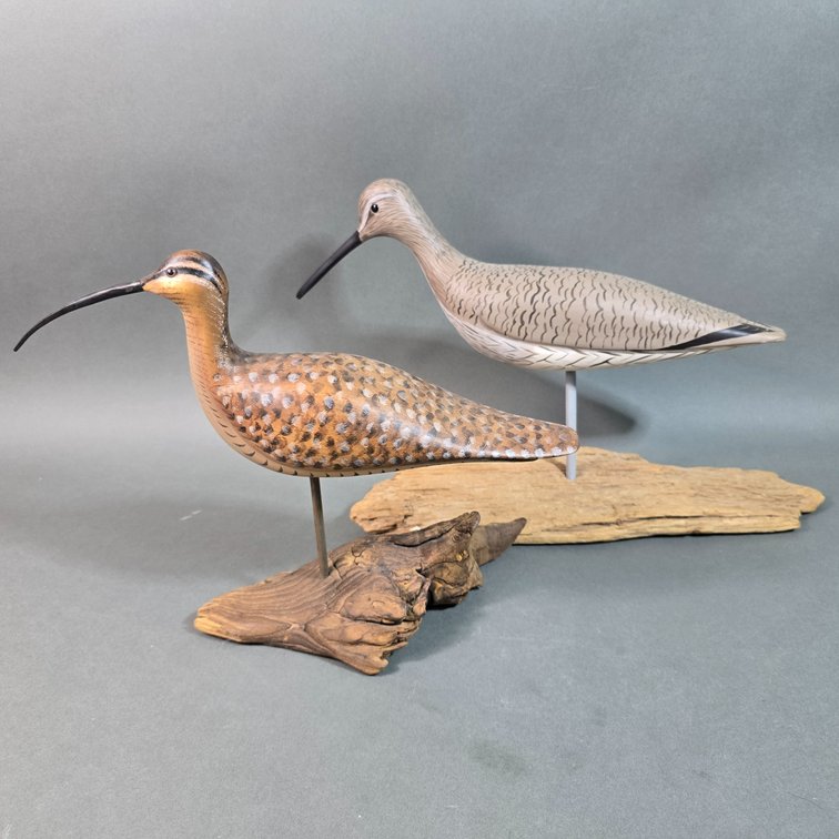 Two Contemporary Shorebird Carvings