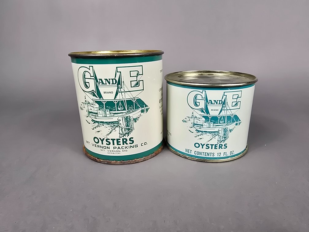 G AND E Brand Oyster Cans 