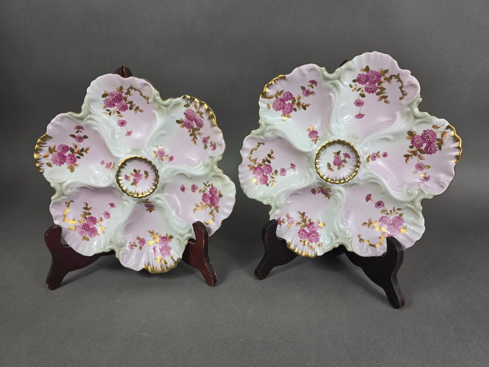 Pair Limoges Oyster Plates 
