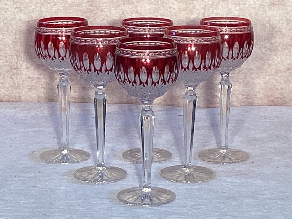 Waterford Ruby Hock Crystal Wine Glasses