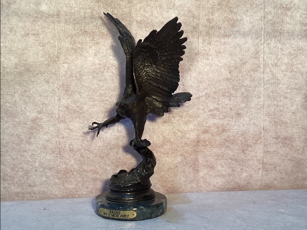 Brass Statue “Eagle” by J. Morgnlez 17" Tall