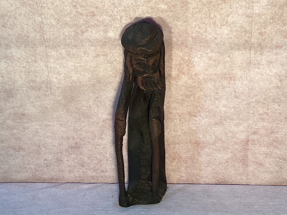 Metal Statue of a Old  Man Signed by Weiss 19” Tall