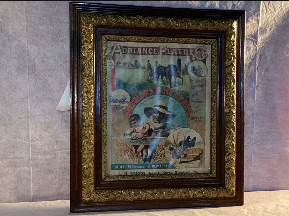 Advertisement A.H. Briggs; Agent Framed 30” Tall 25 “ Wide